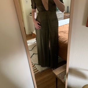 Maxi Reformation gold lamé dress